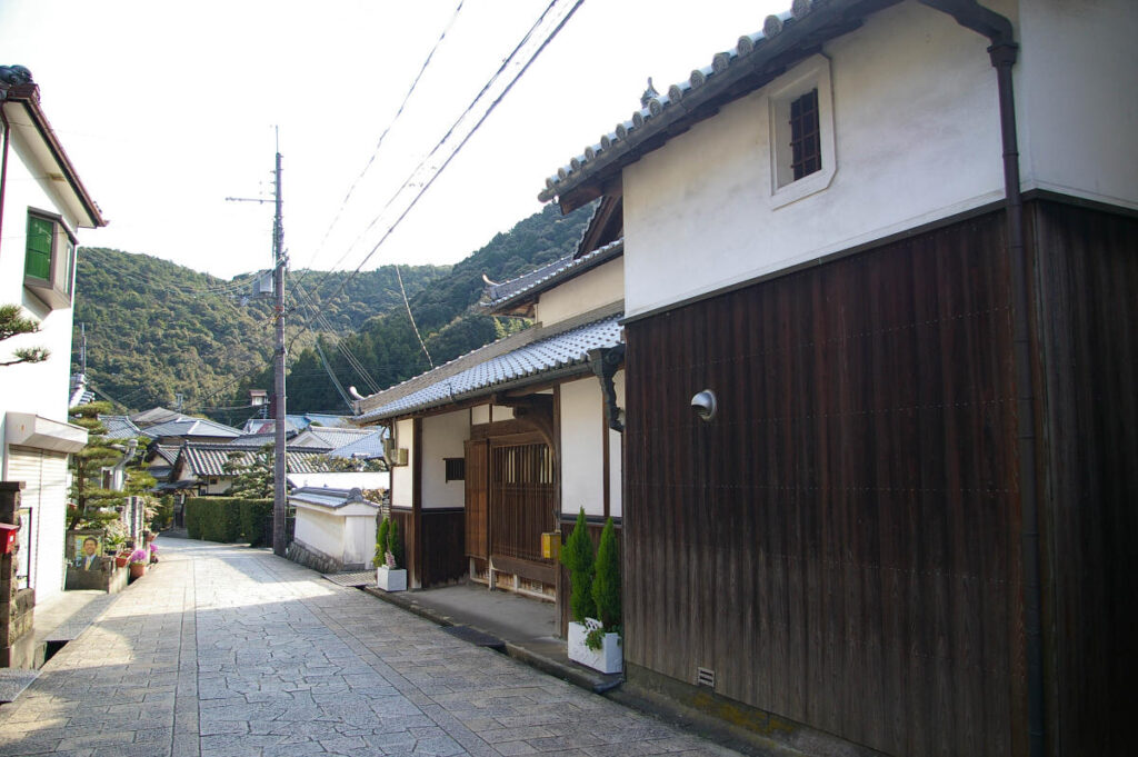 山中渓の町並みと桜風景